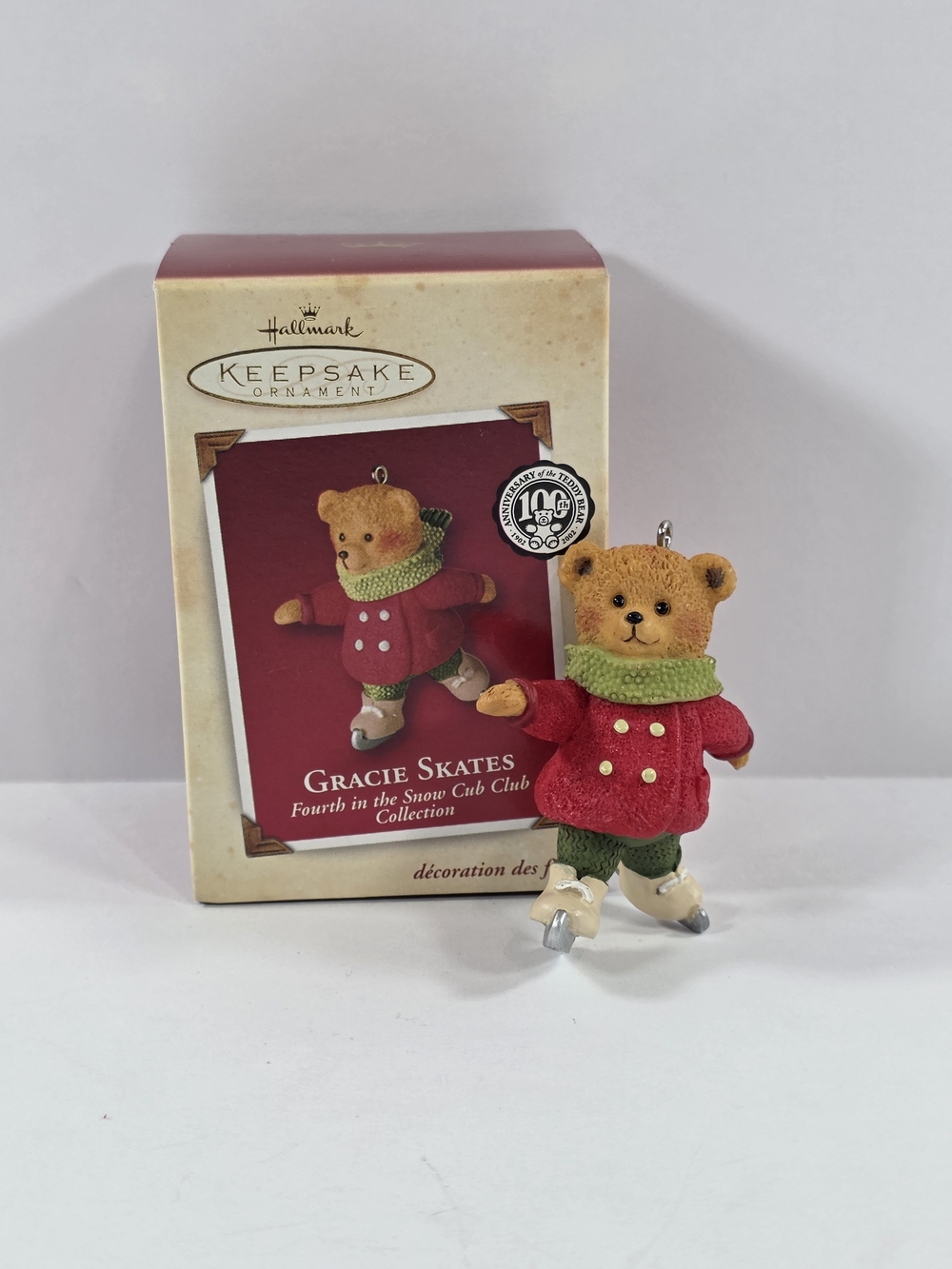 Hallmark Keepsake Bear Gracie Skates Christmas Tree Ornament With Box 2002